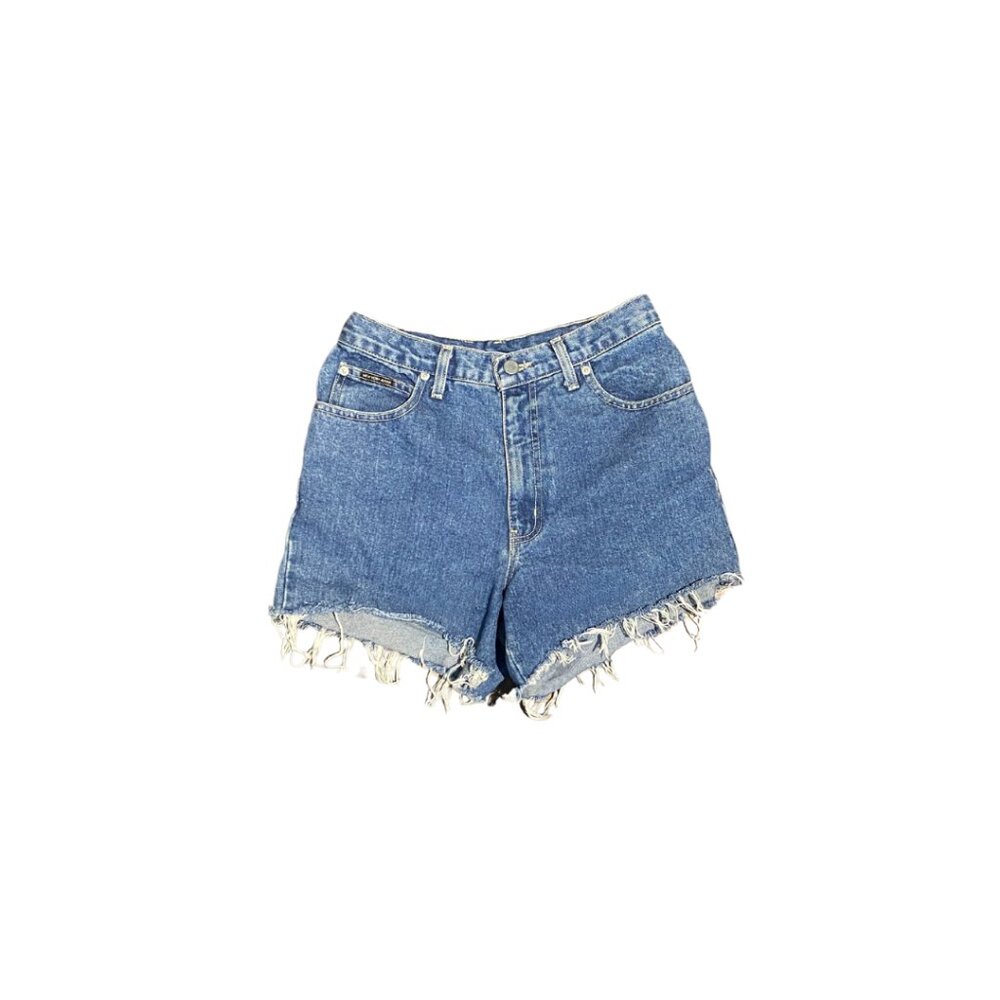 Dark Wash Fringe Shorts